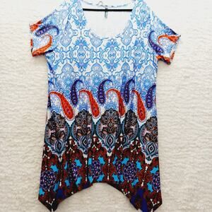 Tunic Dress Size 3XL Royal Orange Paisley Boho Festival Whimsycore Maximalist